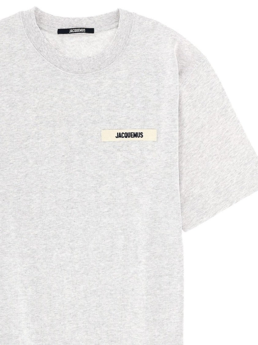 Jacquemus Gros Grain Light Grey Patch Cotton T-Shirt