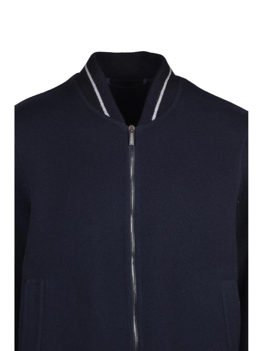 Peserico Blue Unlined Virgin Wool-Cashmere Zip Jacket