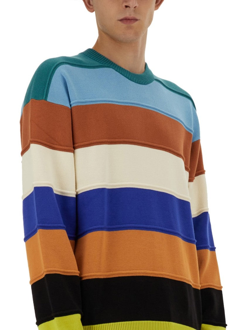 Ps Paul Smith Striped Sweater In Organic Cotton Fabric