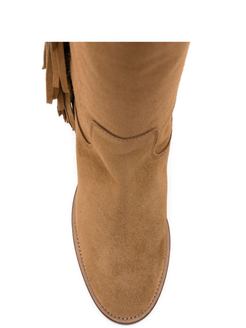 Via Roma 15 Tall Velour Fringe Pointed Boots