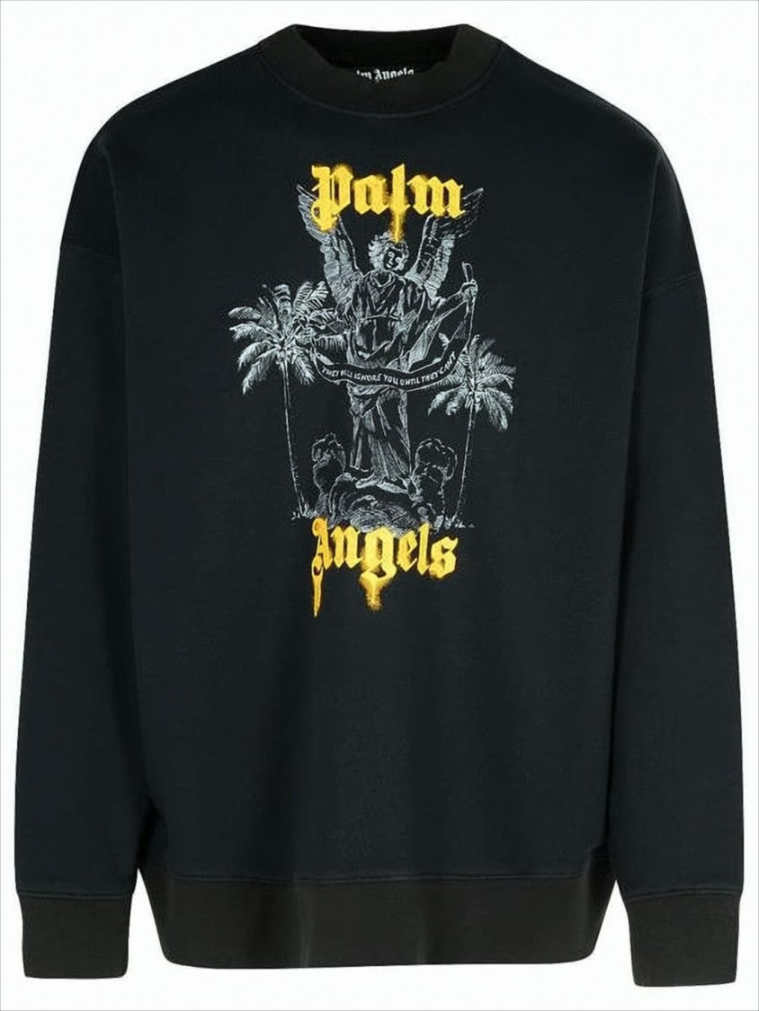 Palm Angels Relaxed-Fit Black Sweatshirt With Graphic Angel Print
