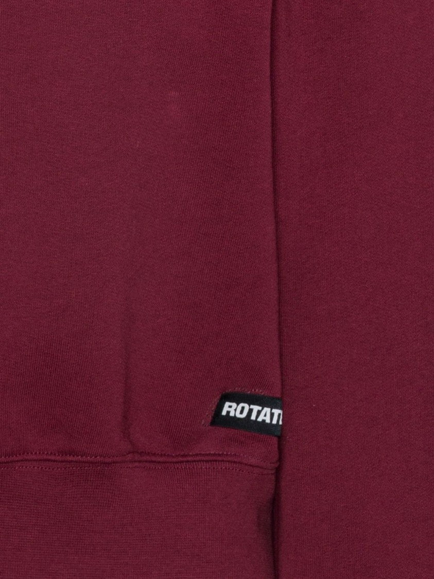 Rotate Bordeaux-Hued Cropped Sweatshirt With Minimal Design