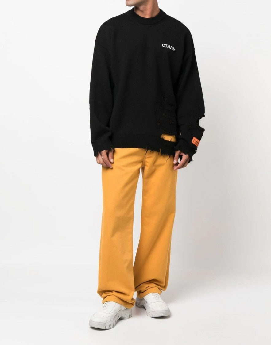 Heron Preston Ctnmb Logo Shredded Knit Sweater