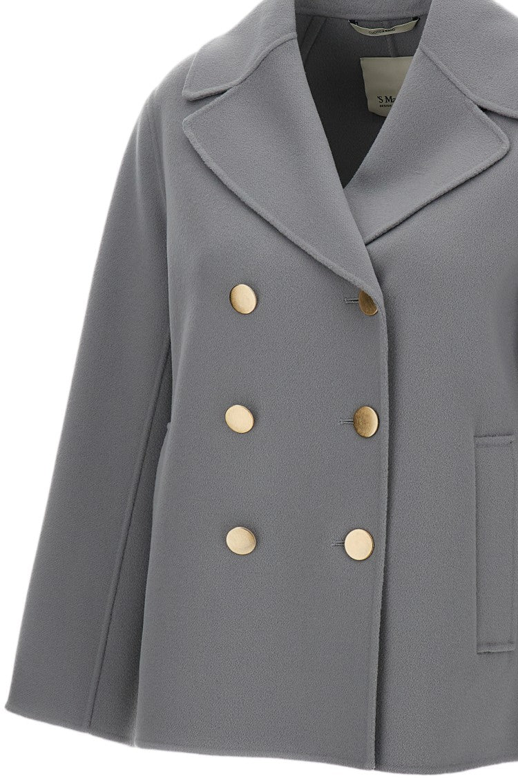 Max Mara Double-Breasted Cropped Coat With Wide Lapels And Side Pockets