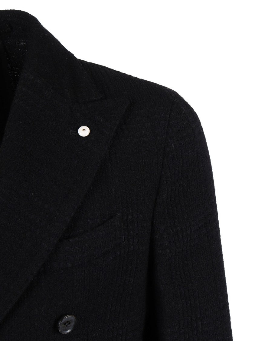 L.B.M. 1911 Black Double Breasted Checkered Jacket