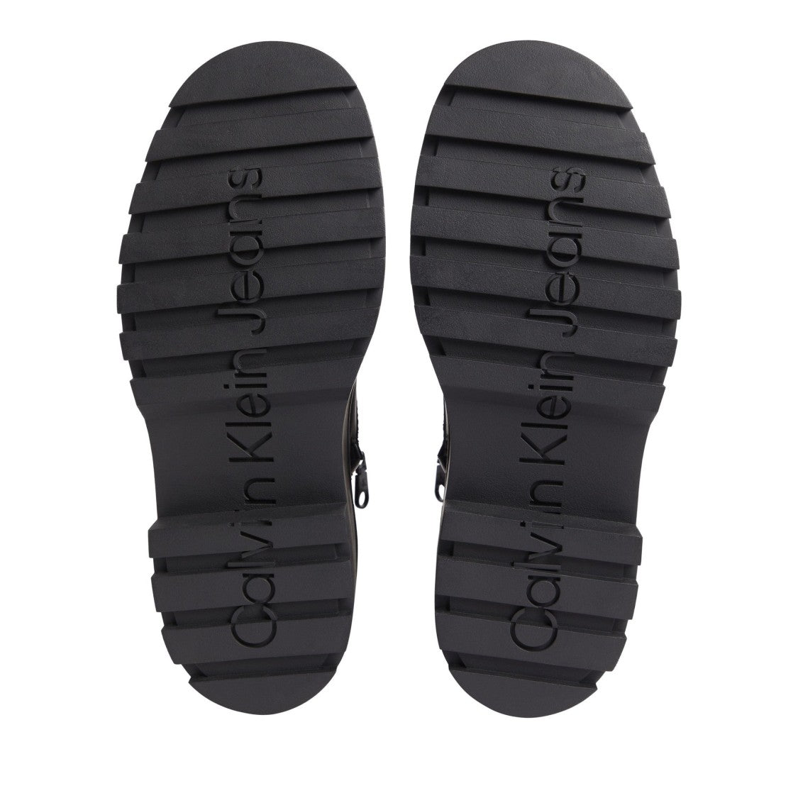 Calvin Klein Jeans Black Flatform Lace-Up Chunky Sole Leather Ankle Boots