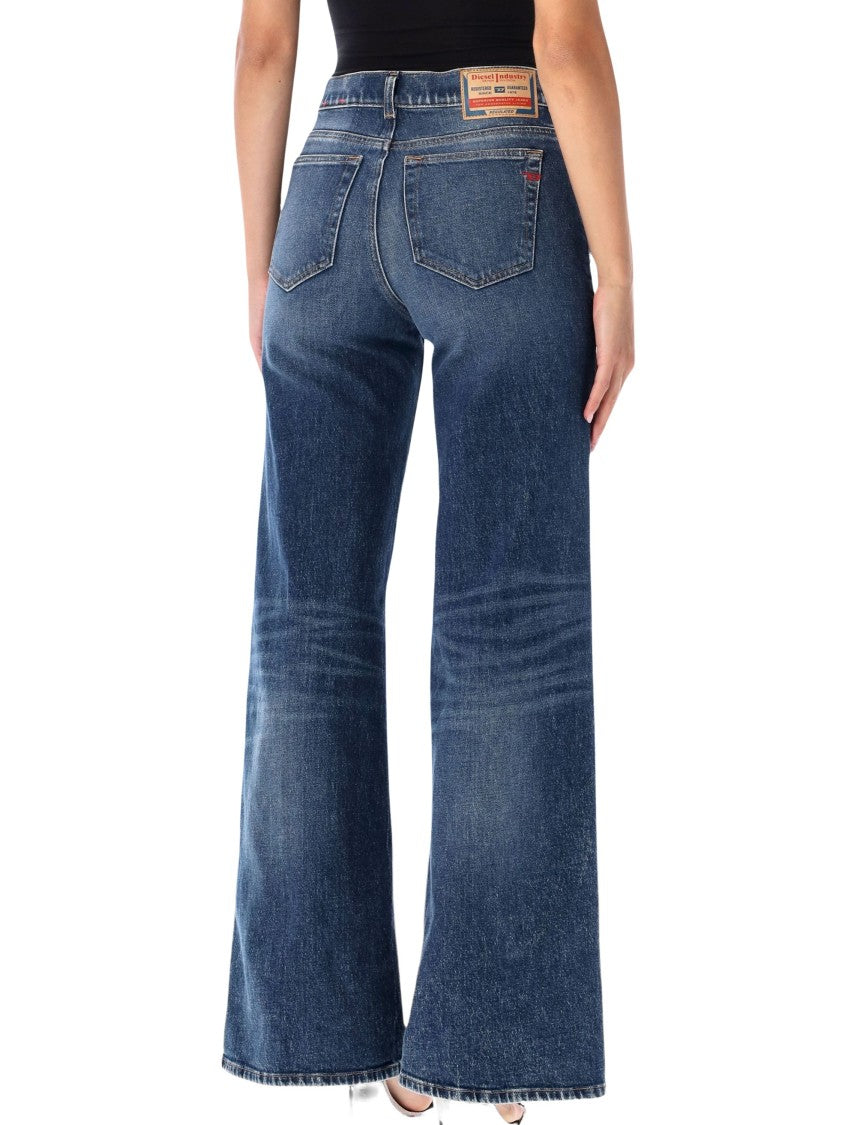 Diesel Wide-Leg Denim Jeans With Vintage Wash Effect