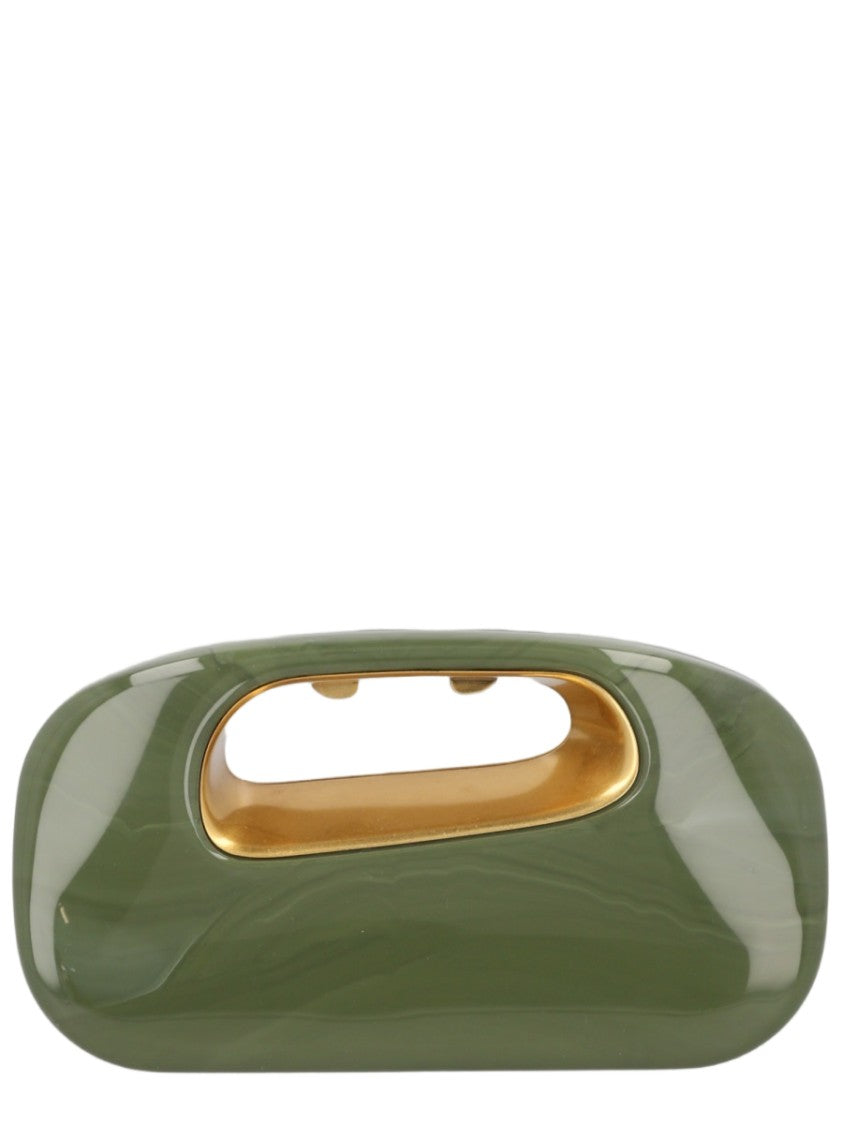 Cult Gaia Glossy Acrylic Handbag With Polished Brass Handle