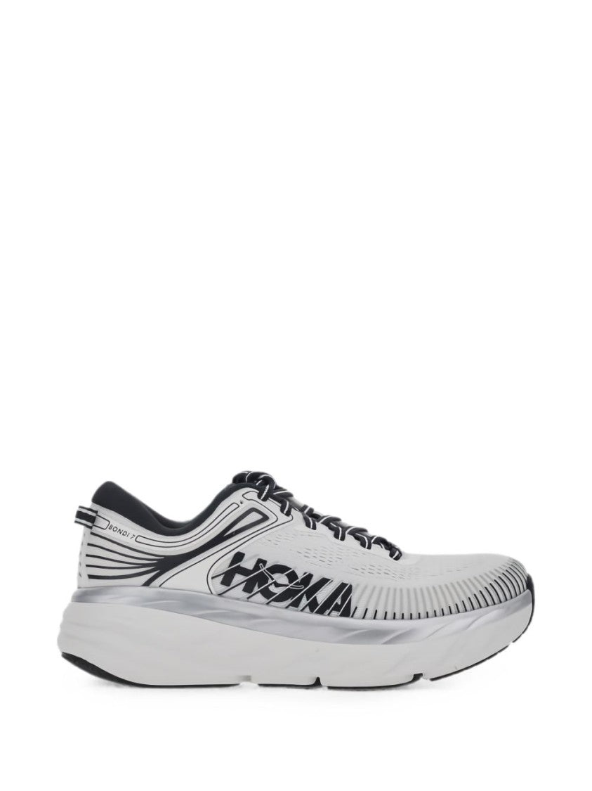 Hoka White Textile Black Accents Sneakers