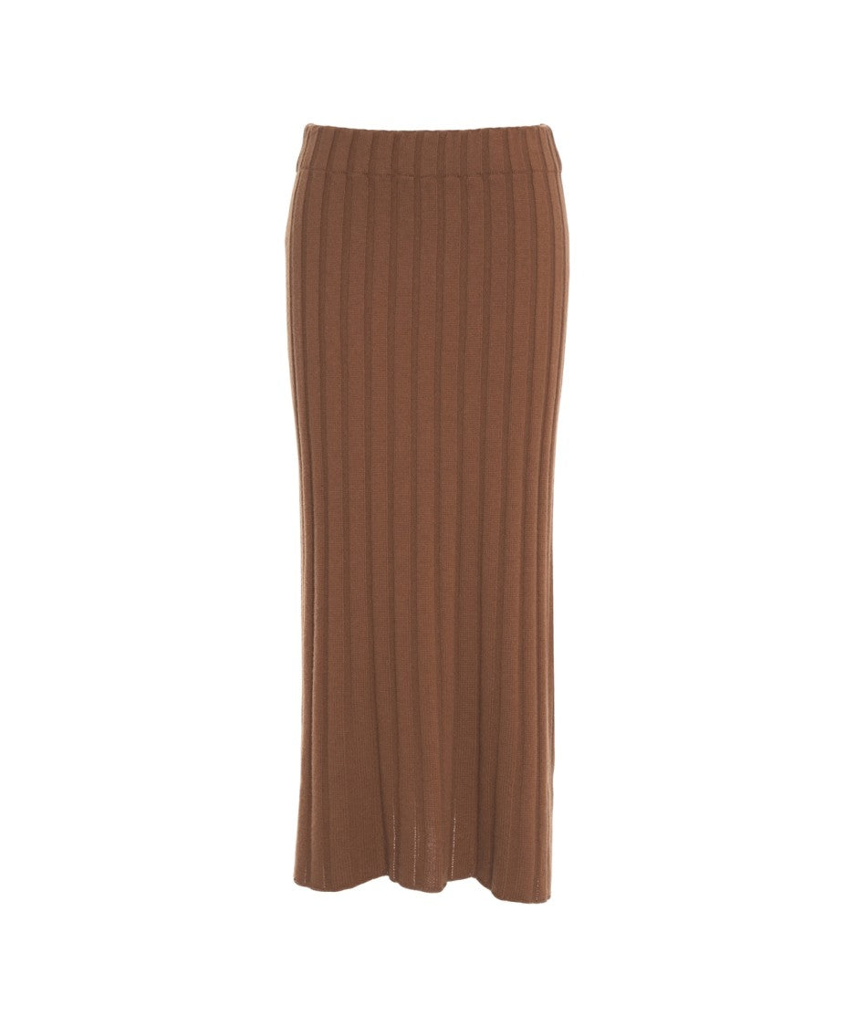 Peuterey Ribbed Knit Midi Skirt With Flared Hem