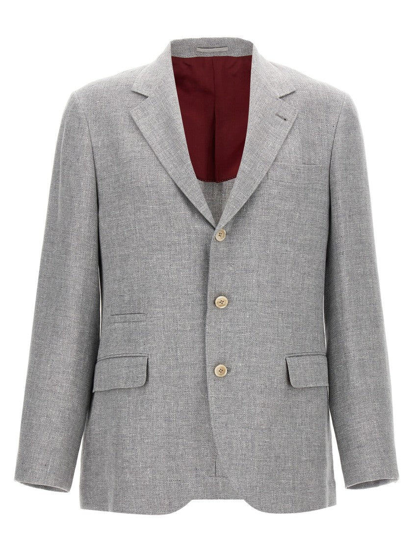 Brunello Cucinelli Single-Breasted Linen Blend Blazer