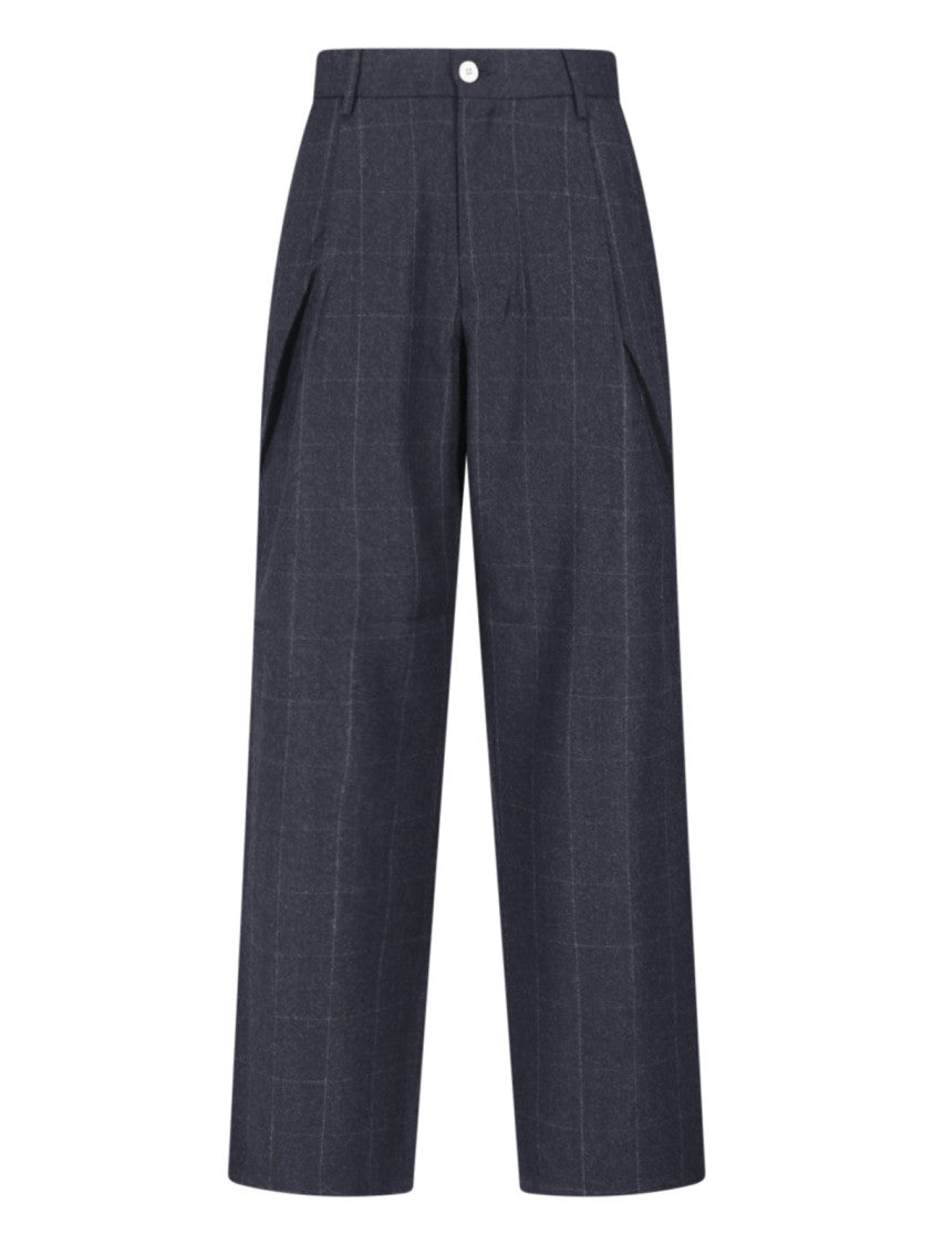 Sibel Saral Grey Rose Tailored Straight-Leg Virgin Wool Pants