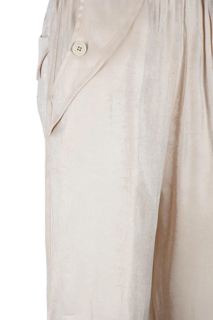 Virginia Bizzi Satin Cargo Pants - Cream