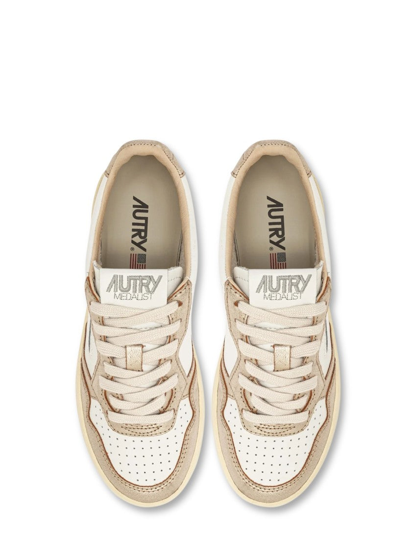 Autry Low-Top Leather Sneakers With Metallic Accents
