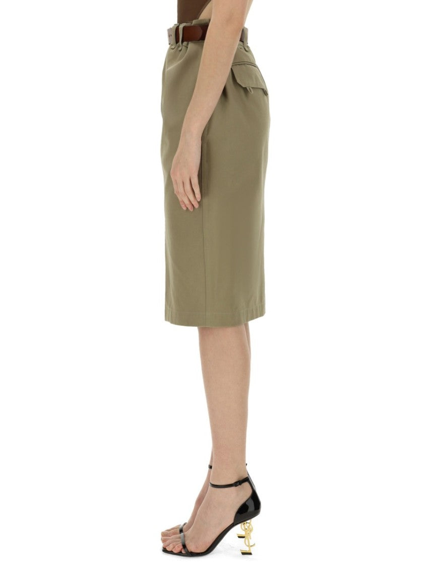 Saint Laurent Knee-Length Tailored Pencil Skirt With Pleat Detail