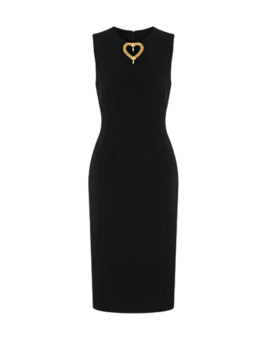 Moschino Black Stretch Crepe Sheath Dress