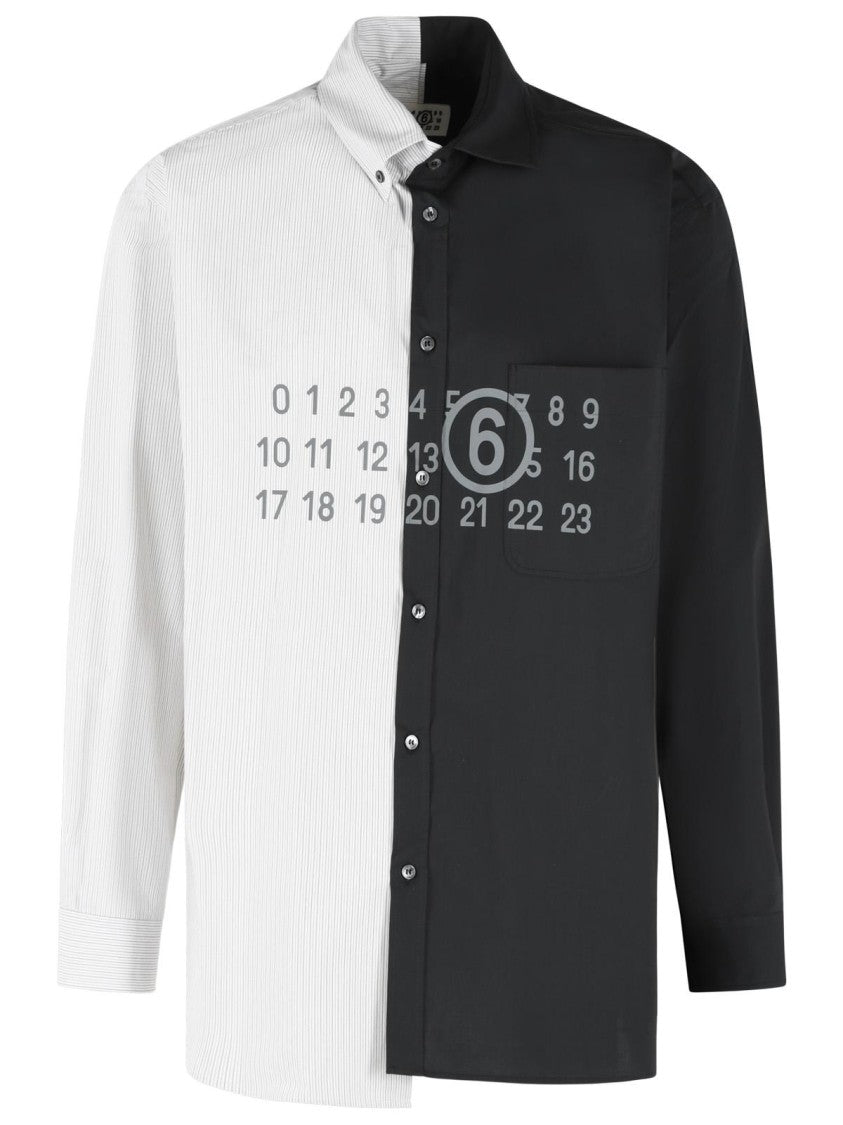 Mm6 By Maison Margiela 'Color Block' Black And White Cotton Shirt
