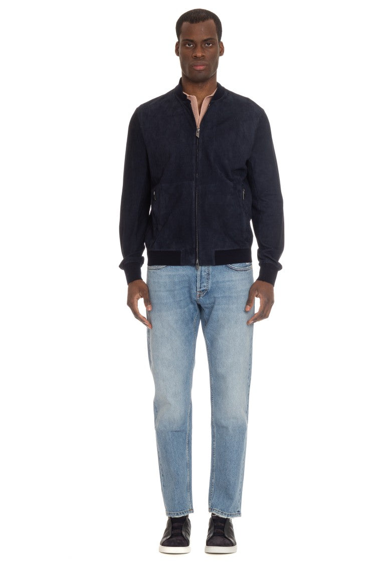 Salvatore Santoro Baseball Suede Bomber Jacket