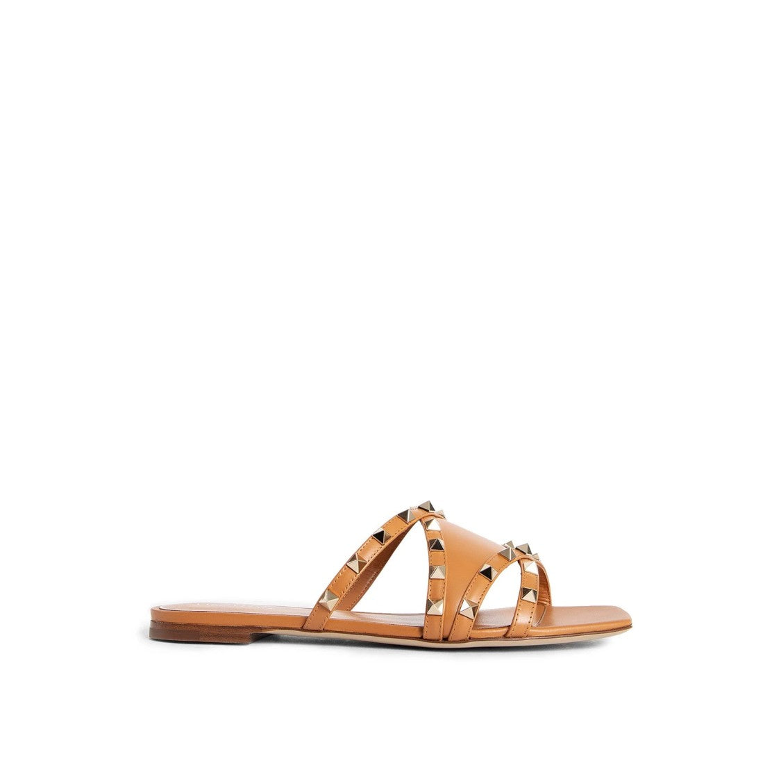 Valentino Rockstud Leather Flat Sandals