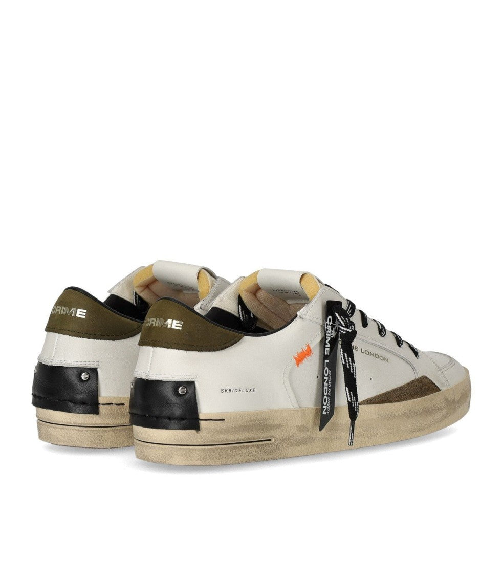 Crime London Sk8 Deluxe White Military Sneaker