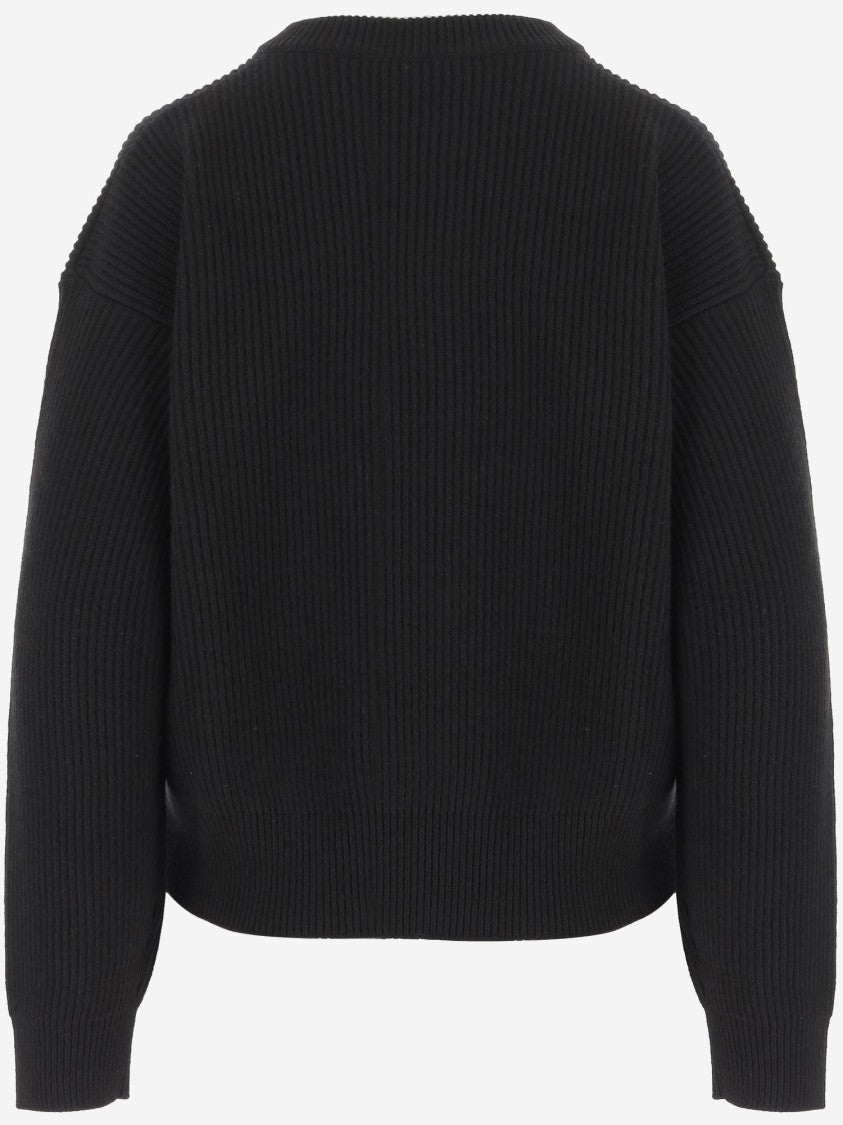 Versace Ribbed Wool Sweater With Studs