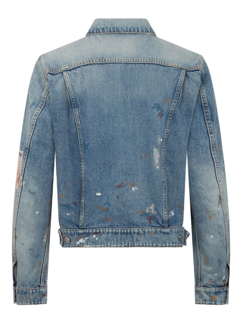 Dsquared2 Medium Wash Patchwork Paint Splatter Jacket