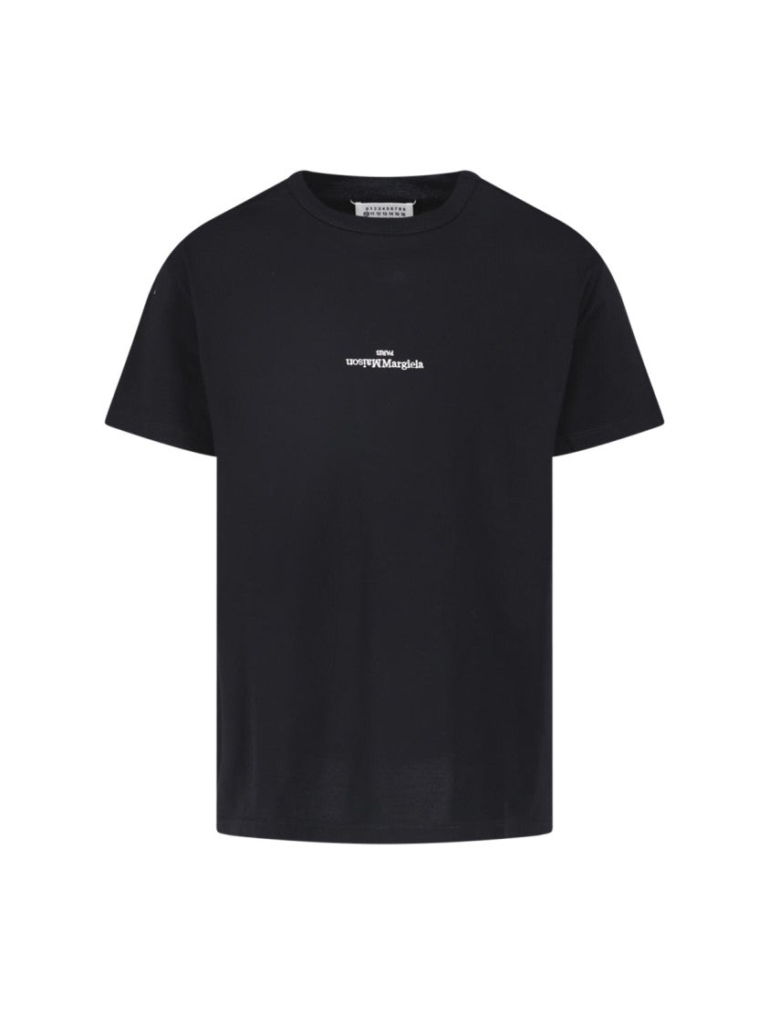 Maison Margiela Black Logo Embroidered Cotton T-Shirt