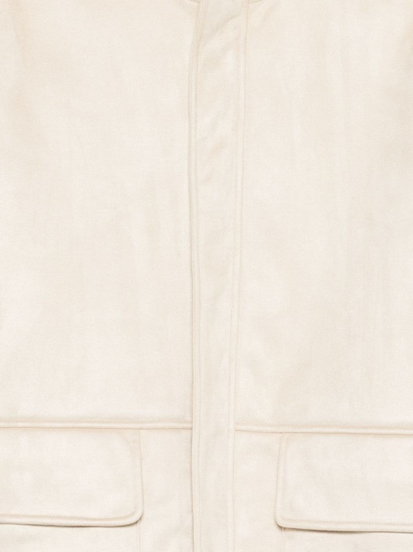 Daniele Alessandrini Minimalist Off-White Jacket With Hood And Concealed Closure