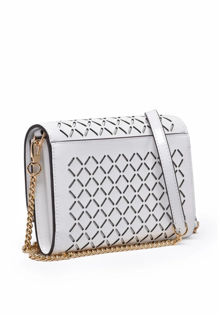 Tory Burch Emerson Perforated Shoulder Bag - White