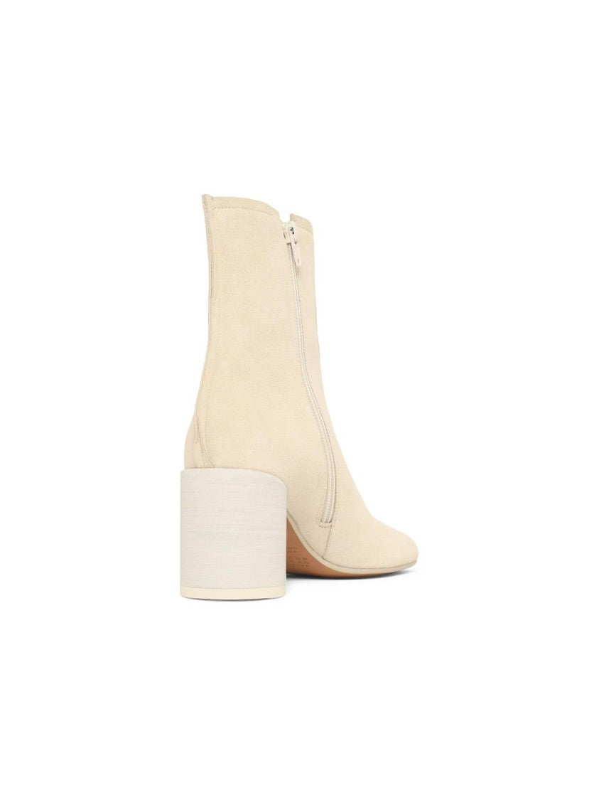 Mm6 By Maison Margiela Ivory Suede Ankle Boots