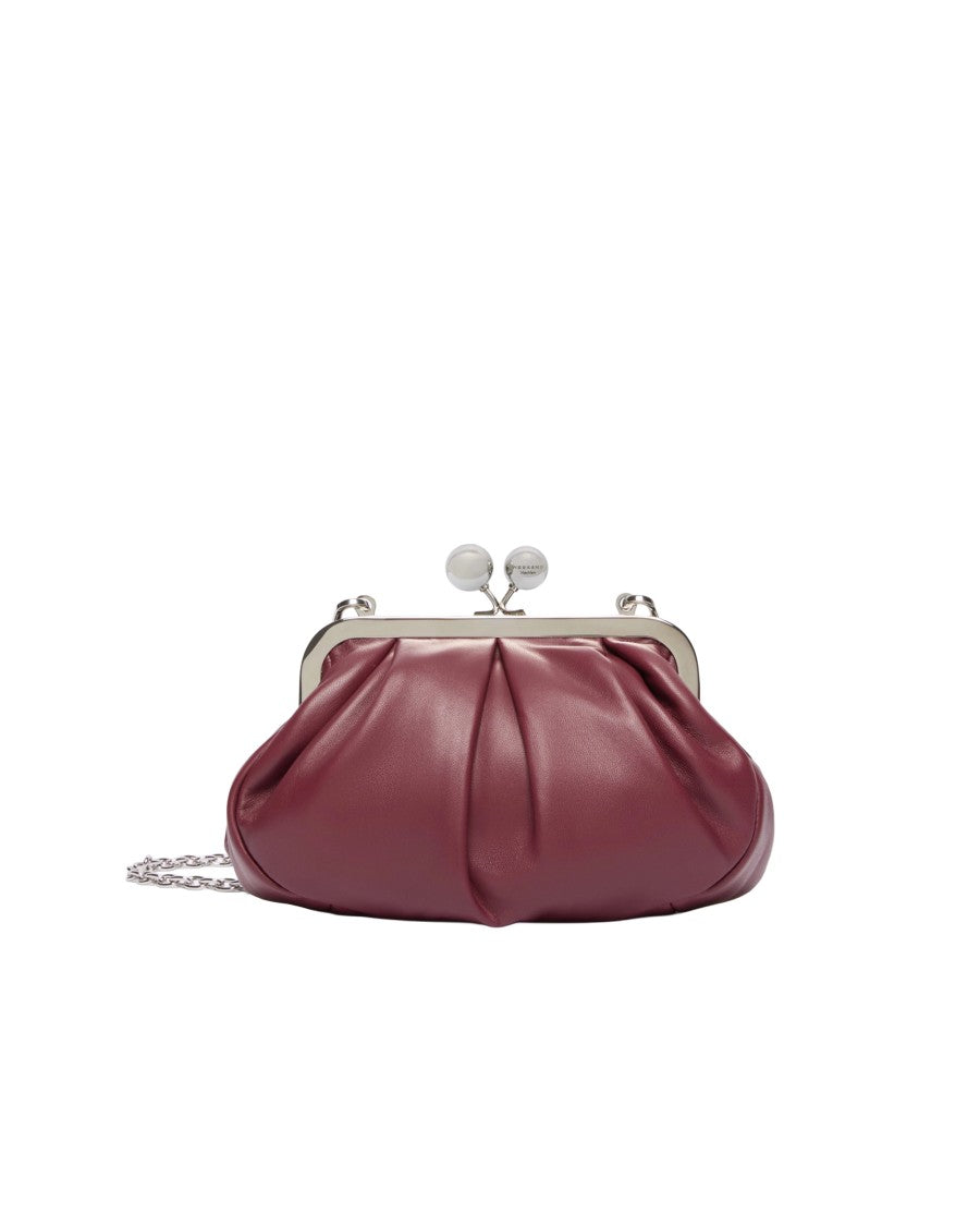 Max Mara Small Pleated Lamb Leather Clutch With Chain Strap