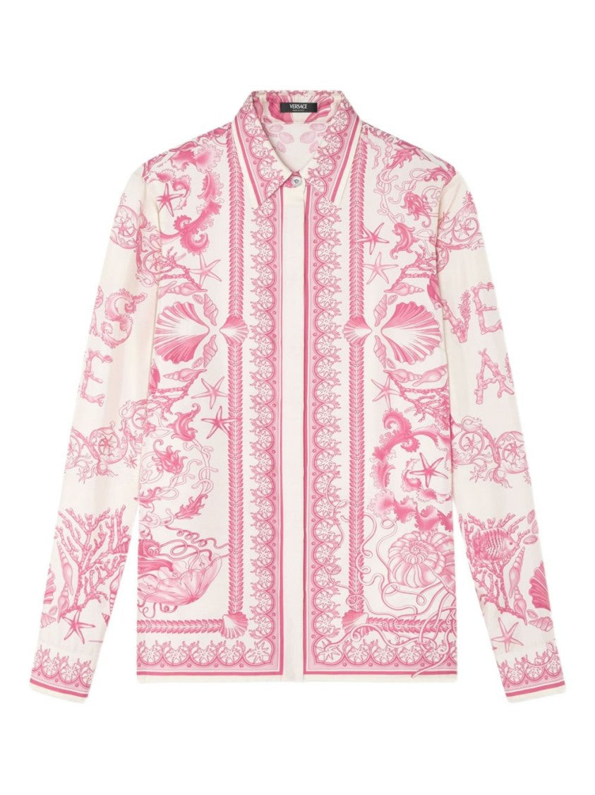 Versace Underwater Barocco Print Long-Sleeved Shirt