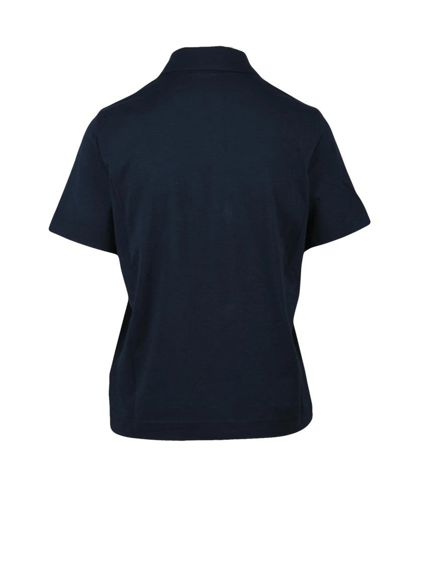 Alpha Studio Midnight Blue Cotton Elastane Stretch Polo Shirt