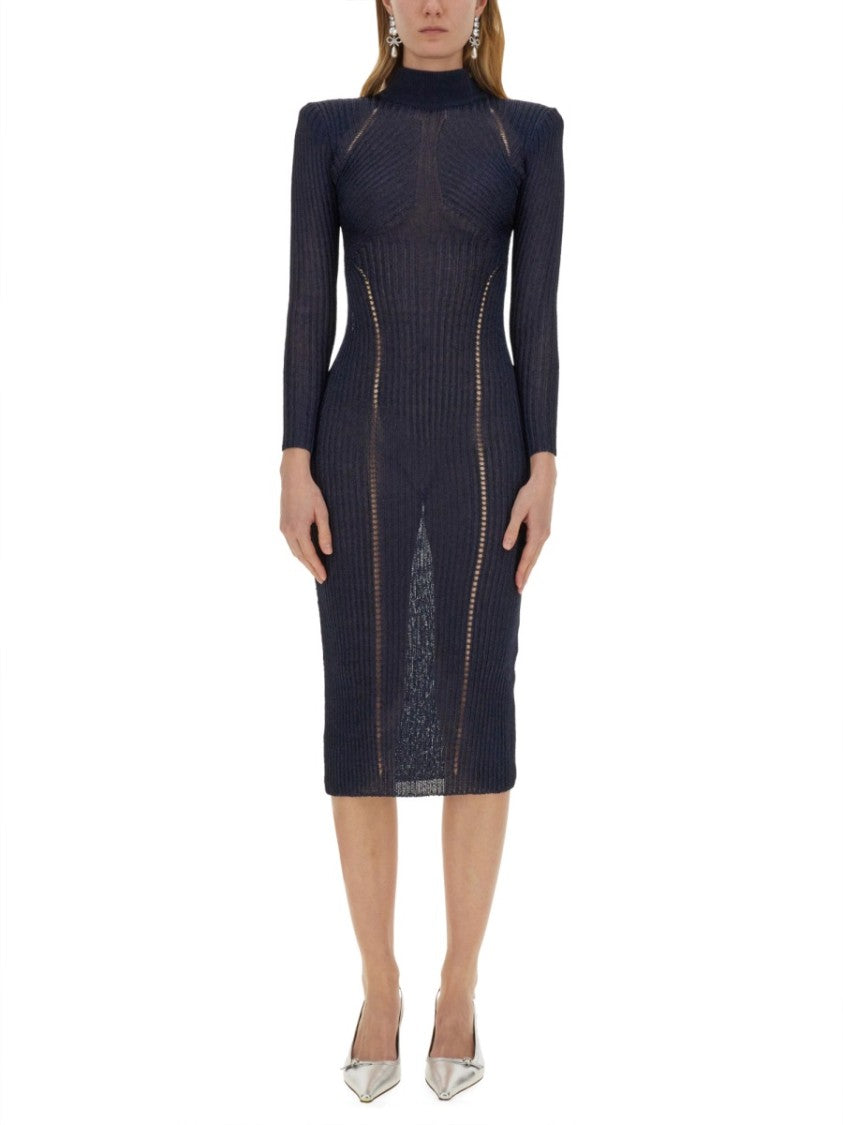 Self-Portrait Lurex Knit Midi Dress