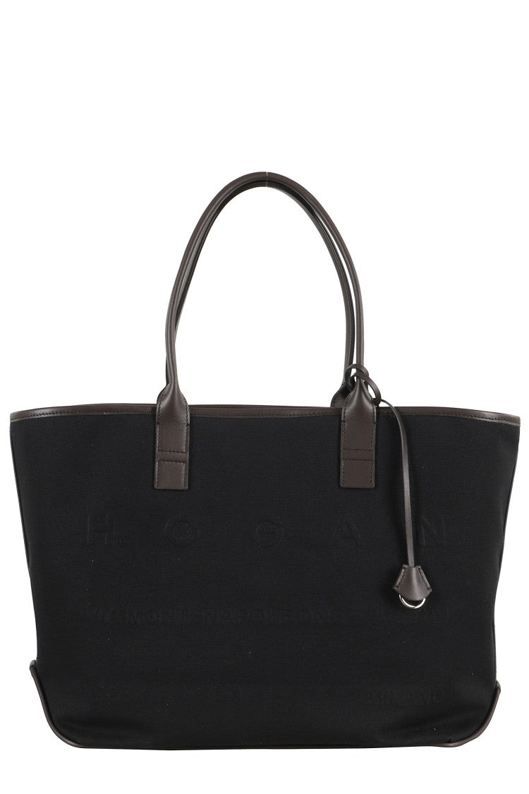 Hogan Medium Shopping Bag With Leather Accents And Lace Closure