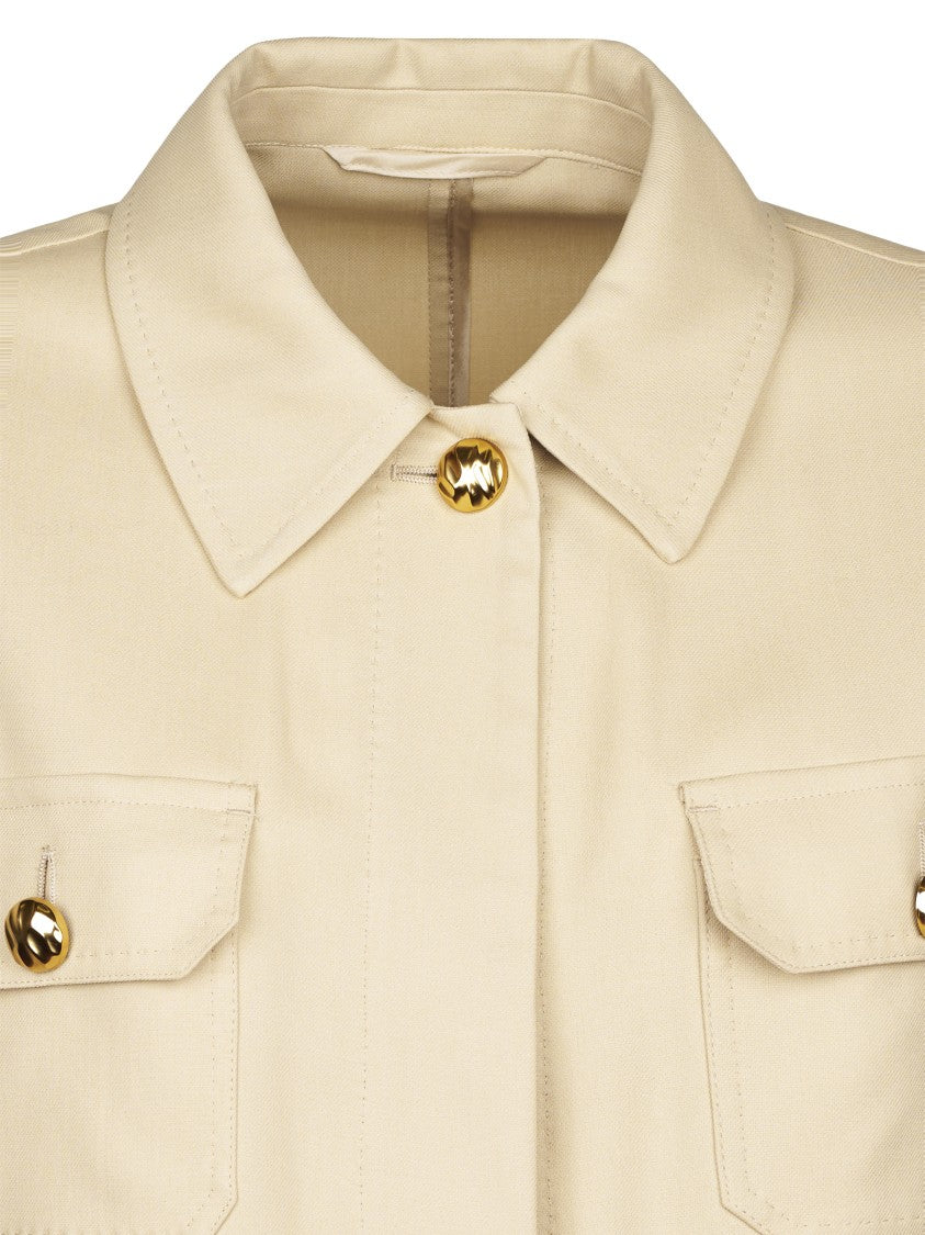 Max Mara Boxy Silhouette Jacket With Classic Collar And Gold Accents