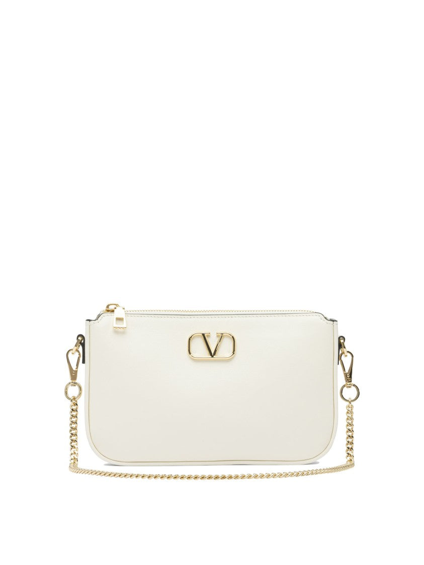 Valentino Garavani Rectangular White Leather Shoulder Bag