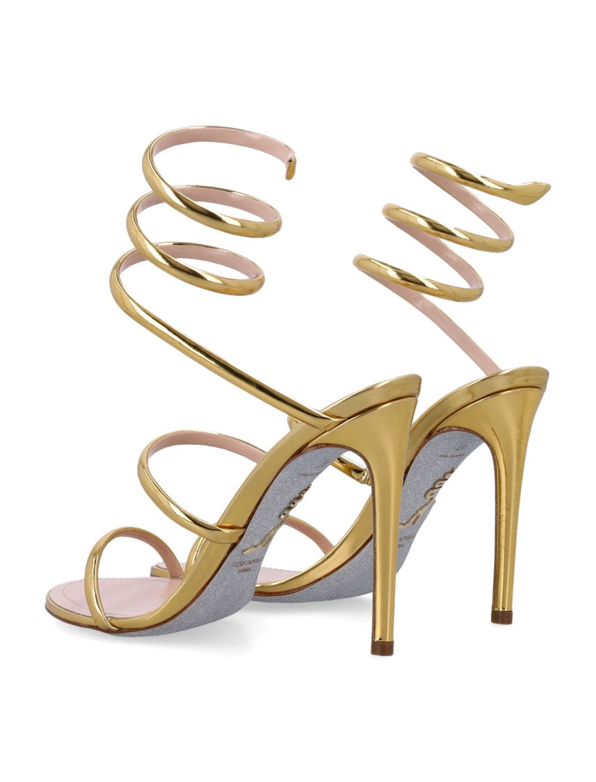 René Caovilla Cleo Metallic Nappa Stiletto Sandals