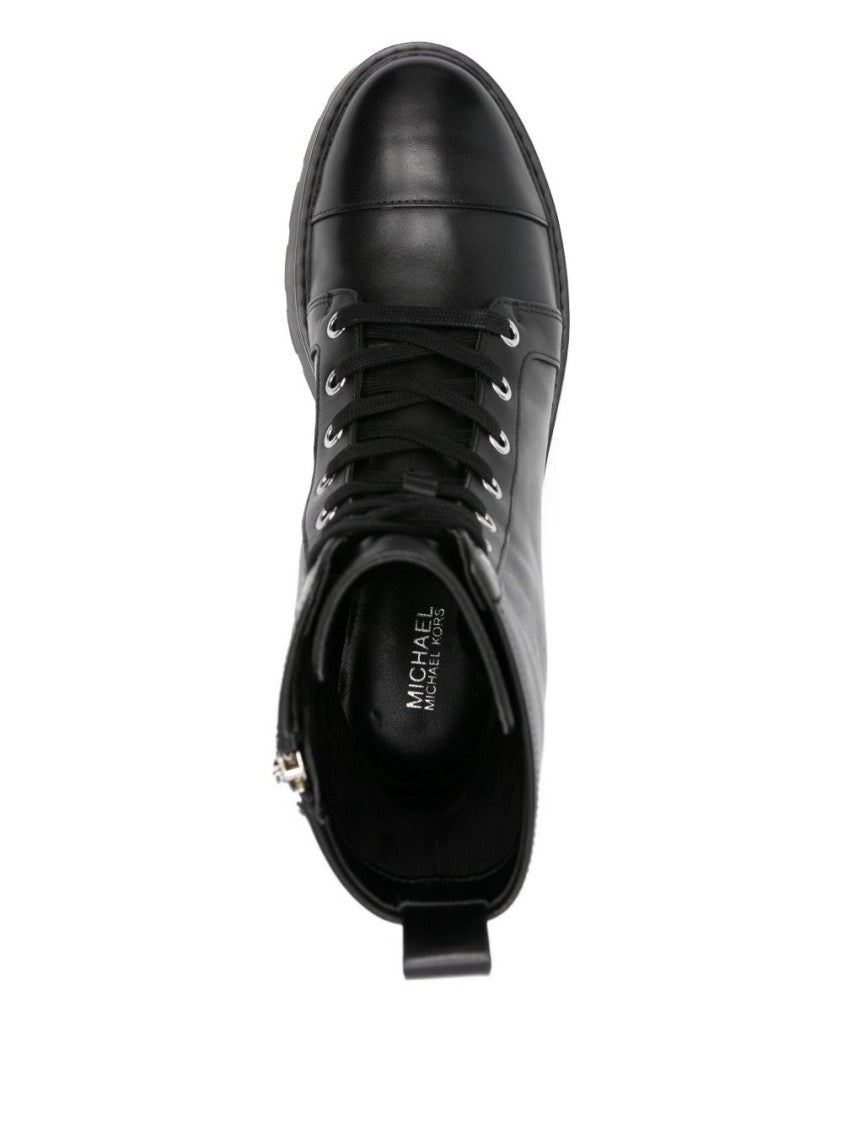 Michael Kors Lace-Up Calfskin Ankle Boots With Lug Sole