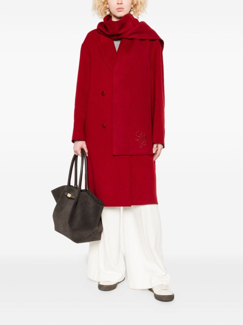 Liu Jo Double-Breasted Red Wool-Blend Coat