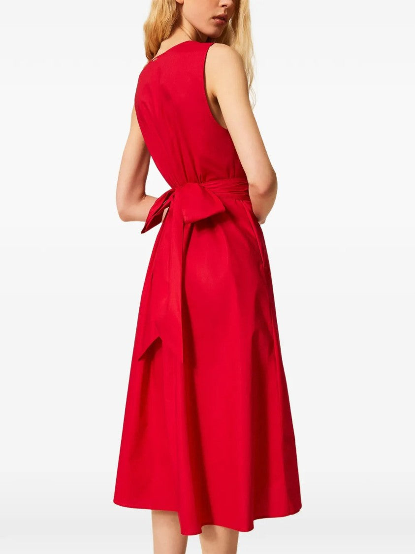 Twin-Set Sleeveless Midi Deep V-Neck Dress