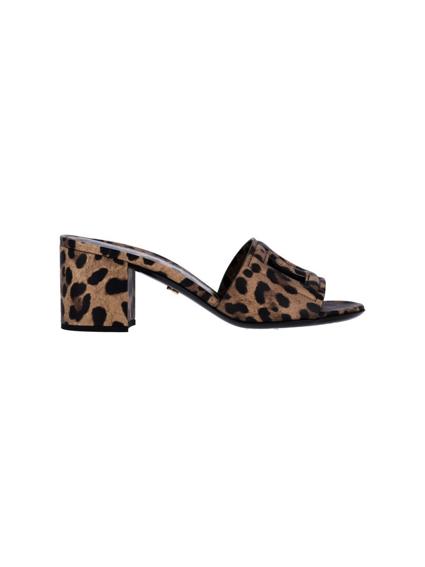 Dolce & Gabbana Leopard Print Low Block-Heel Cut-Out Sandals