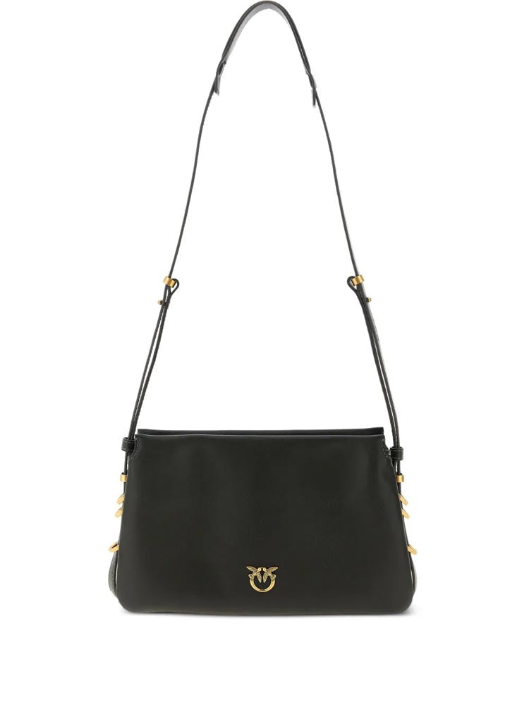 Pinko Rectangular Shoulder Bag In Smooth Cow Leather With Gold Accents