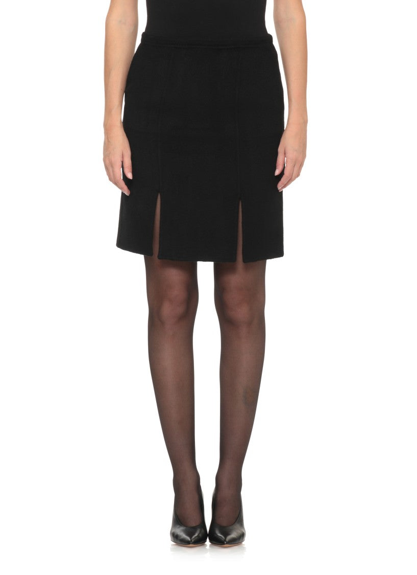 Loulou De Saison Black Judy Straight Wool Mini Skirt