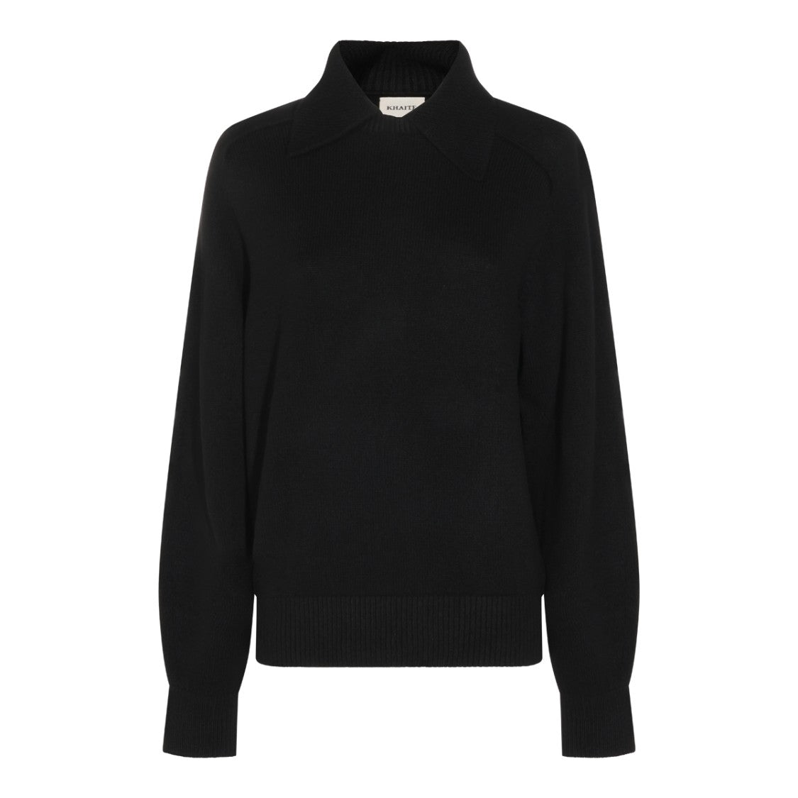 Khaite Black Cashmere Jackson Sweater With Classic Collar
