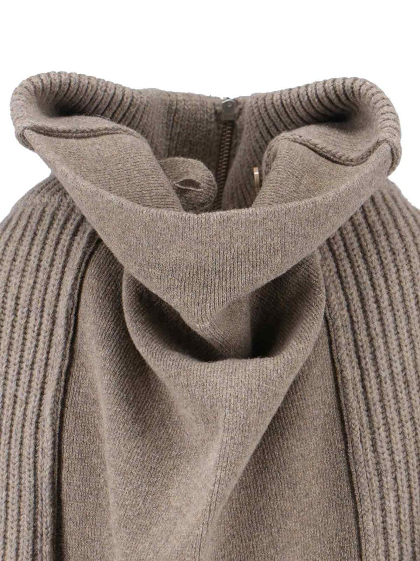 Mm6 By Maison Margiela Zip Virgin Wool Sweater – Grey