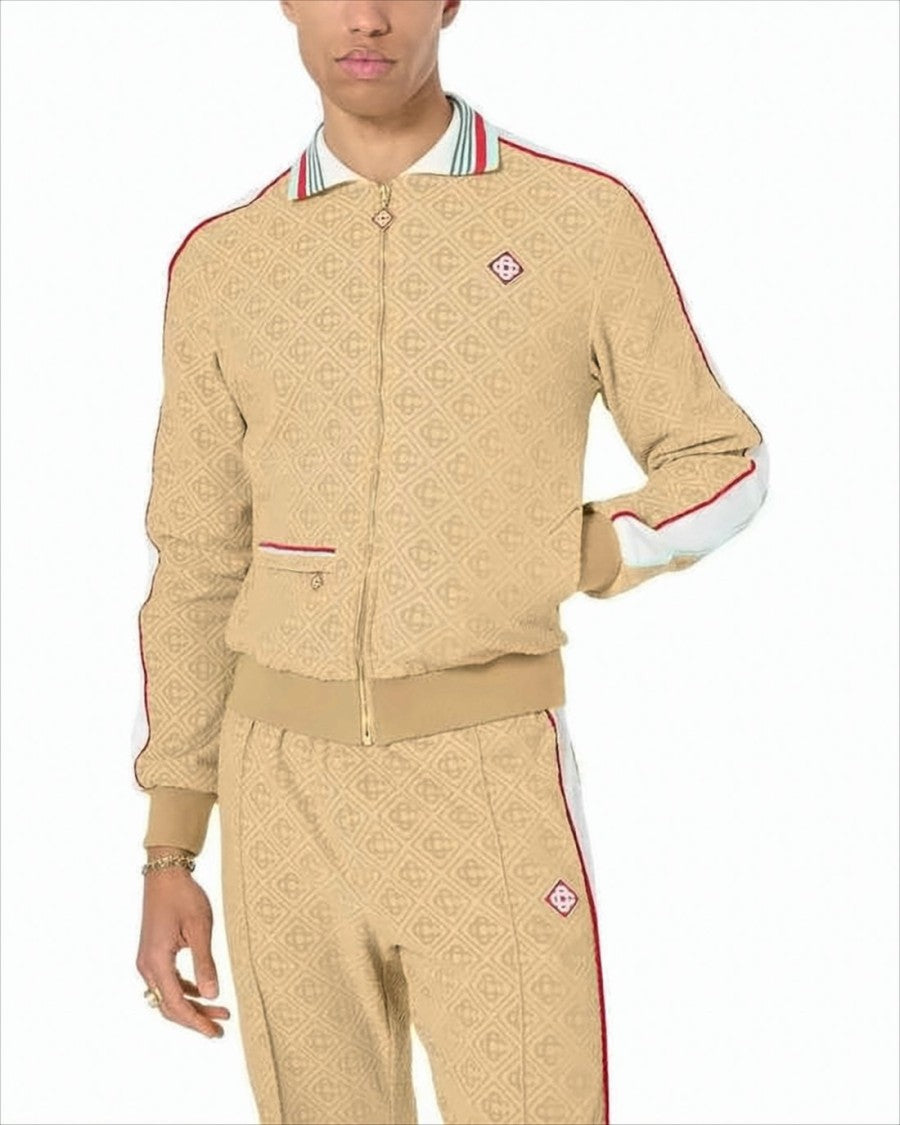 Casablanca Textured Zip-Up Jacket With Diamond Pattern