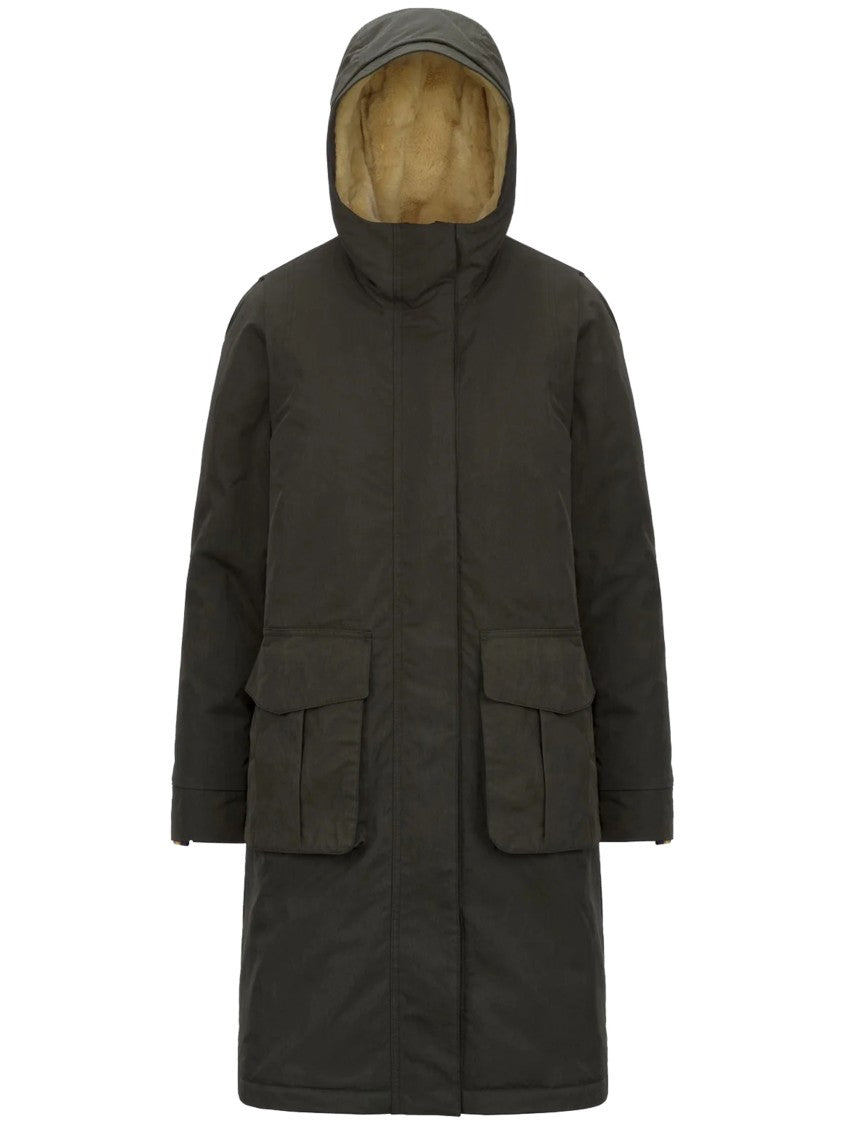 K-Way Black Brunil Cotton Feel Hooded Coat