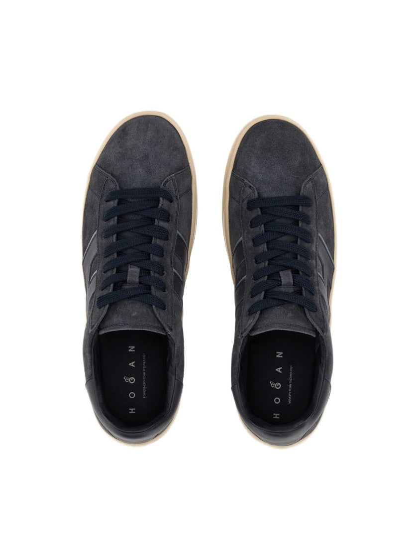 Hogan Low-Top Suede Sneakers With Smooth Leather Accents