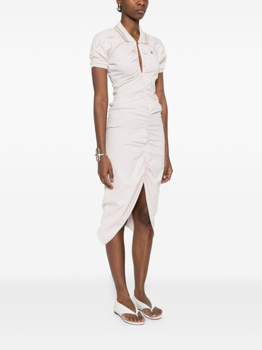 Vivienne Westwood Fitted Midi Dress With Ruched Detailing And Polo Collar